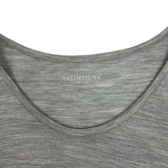 Eileen Fisher Womens SIlk Cotton Sharkbite Hem Tank Top Heather Gray Size Small - Picture 12 of 16